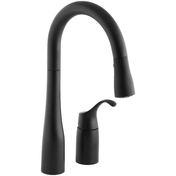 KOHLER Simplice Single-Handle Pull-Down Sprayer Kitchen Faucet in Matte Black