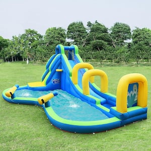 Multi-Color Inflatable Water Slide Kids Bounce House Castle Splash Pool without Blower