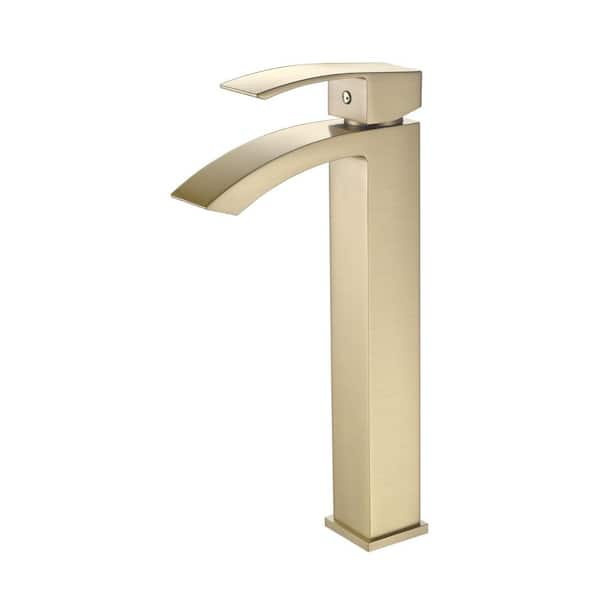 Eisen Home Marella 12 in. Single Hole Vessel Sink Bathroom Faucet, Brushed Gold