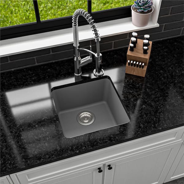 Gray Quartz 17 in. Undermount Bar Sink