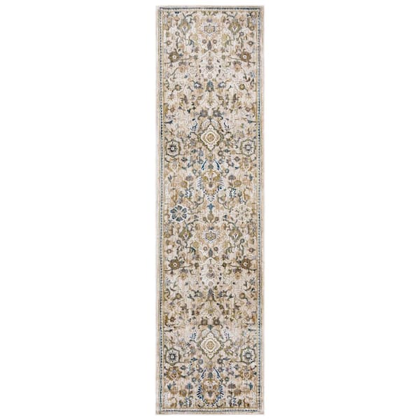 Finley 2 ft. x 10 ft. Beige/Blue Persian Runner Rug