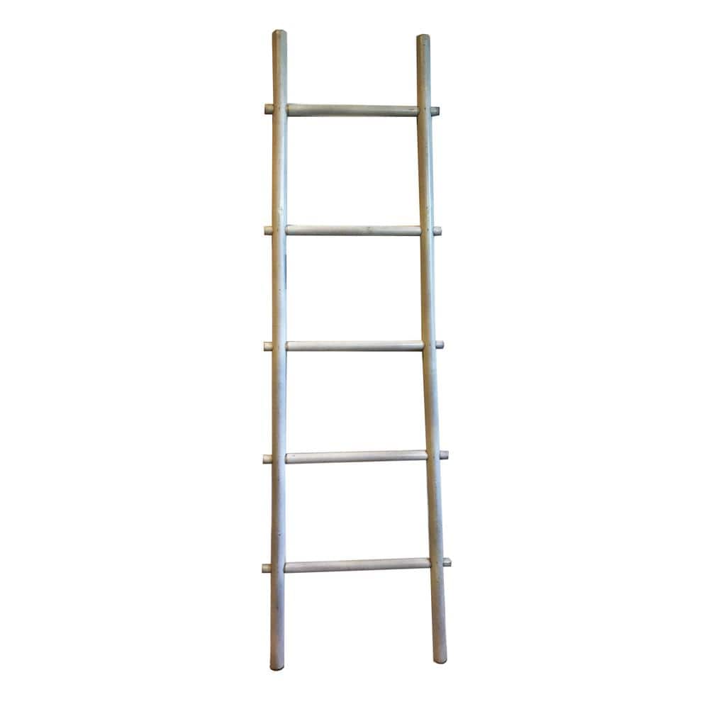 MGP 5 ft. H 5Bar Ladder Rack in White Stain Bamboo BLR60W The Home