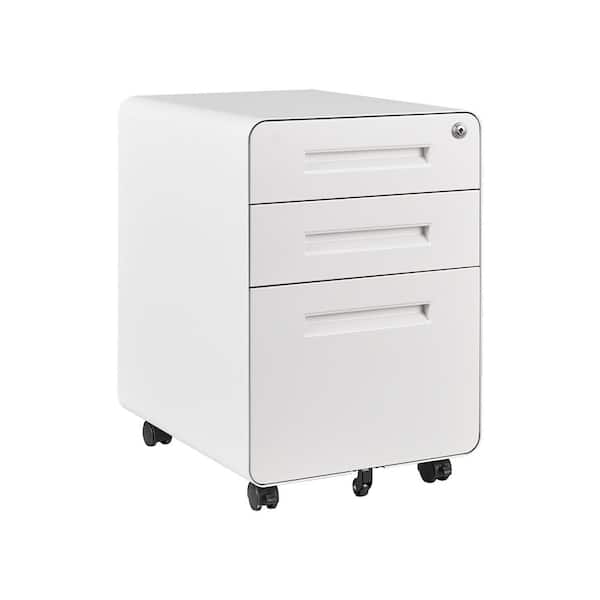 3 Drawer Filing Cabinet Rolling Metal File Organizer with Lock Home Office 