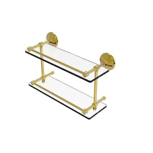 Allied Brass Dottingham 16 in. Double Glass Shelf with Gallery