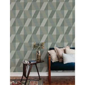Winslow Green Geometric Faux Grasscloth Wallpaper