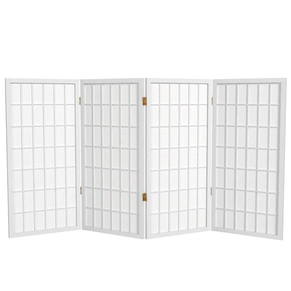 Red Lantern 3 ft. Short Window Pane Shoji Screen - White - 4