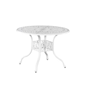 Capri 42 in. White Round Cast Aluminum Outdoor Dining Table