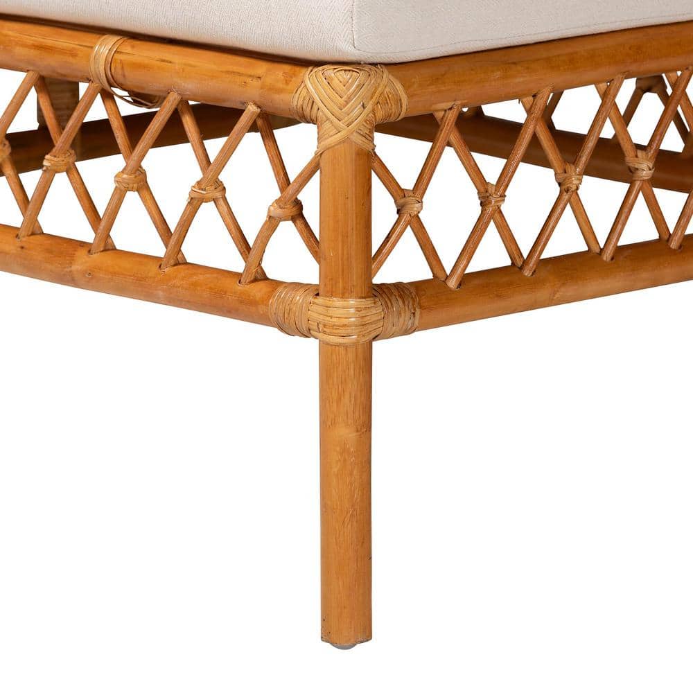 Adora Honey Rattan and Rubberwood 4-Piece Dining Nook Set