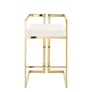 Ishmael Cream White/Gold Bar Cart Geometric Frame Velvet