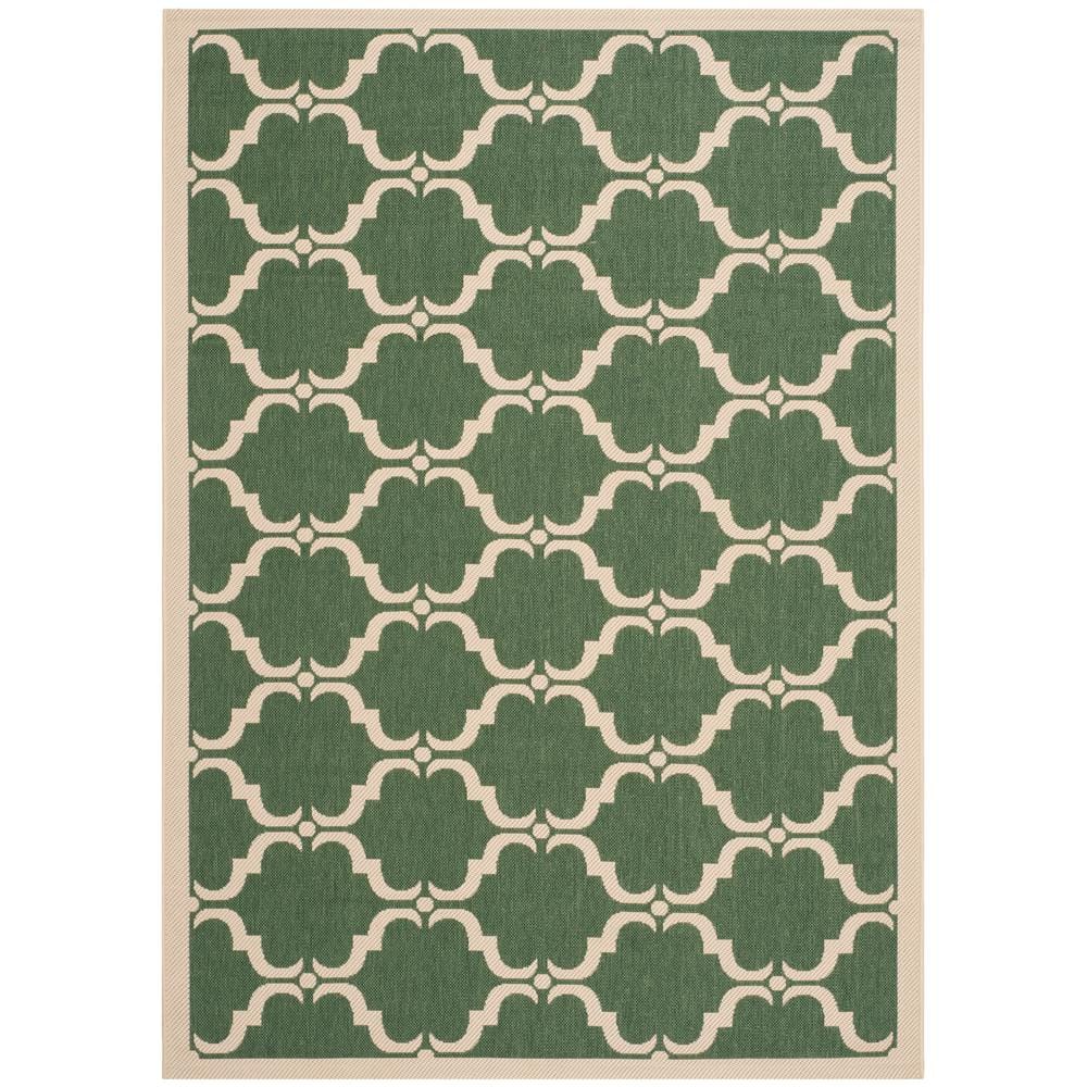 Dark Green and Beige Rectangular Synthetic Outdoor Area Rug