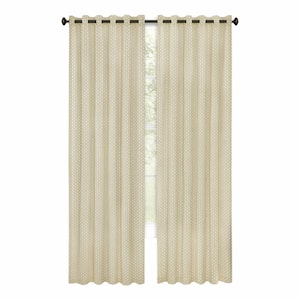 Bedford Tan Polyester 42 in. W x 63 in. L Front Tab Light Filtering Curtain (Single Panel)