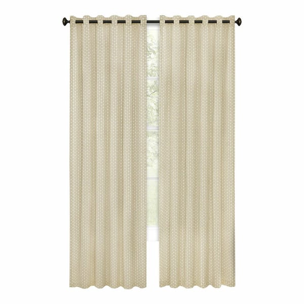 ACHIM Bedford Tan Polyester 42 in. W x 63 in. L Front Tab Light Filtering Curtain (Single Panel)