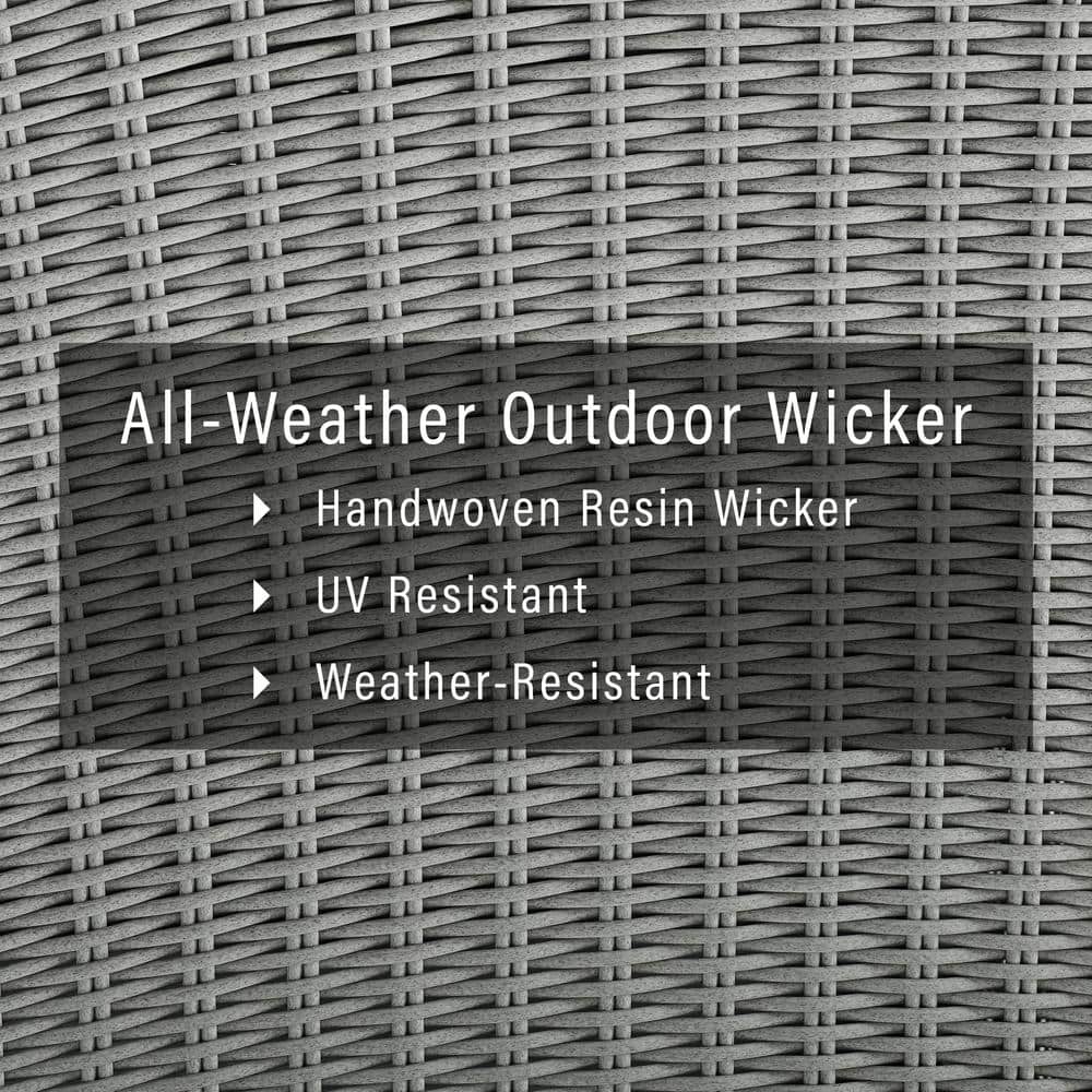 Bradenton Versatile Gray Wicker Outdoor Ottoman with Sunbrella Cushion