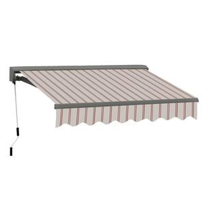 8ft. Classic C Series Semi-Cassette Electric with Remote Retractable Patio Awning(79in. Projection) in Beige/Red Stripes