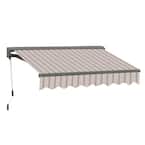 10 ft. Classic C Series Semi-Cassette Electric w/ Remote Retractable Patio Awning(98in. Projection) in Beige/Red Stripes