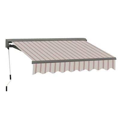 12 ft. Classic C Series Semi-Cassette Electric w/ Remote Retractable Patio Awning (118 in. Projection) Beige/Red Stripes
