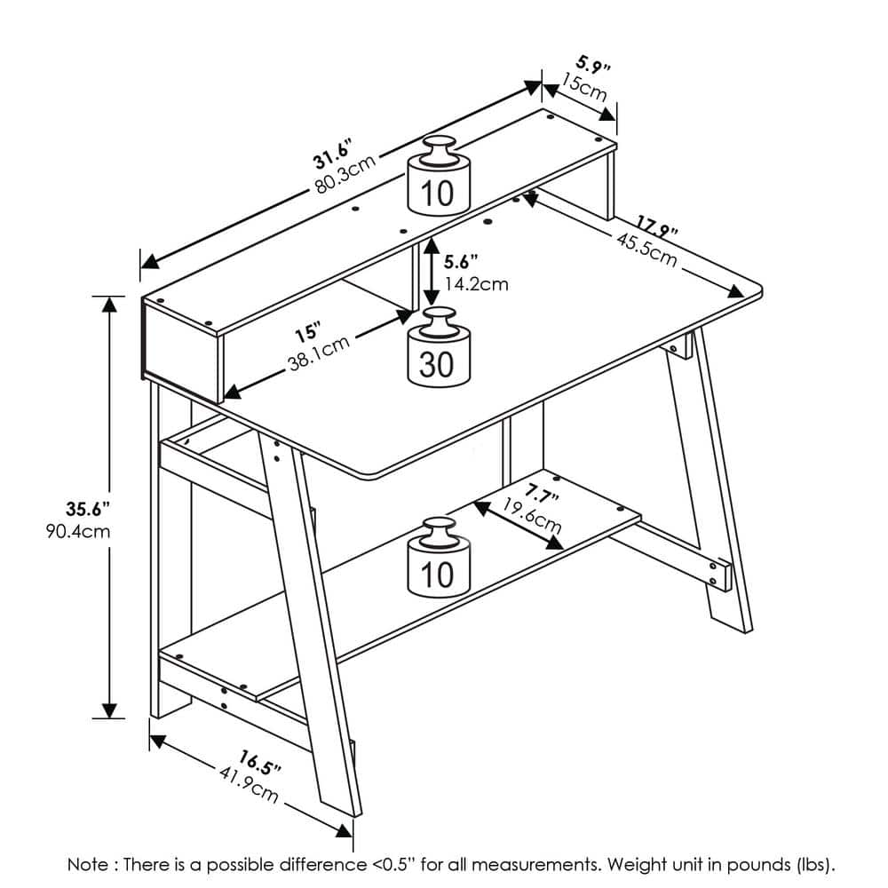 White Composite Wood A-Frame Desk with Hutch