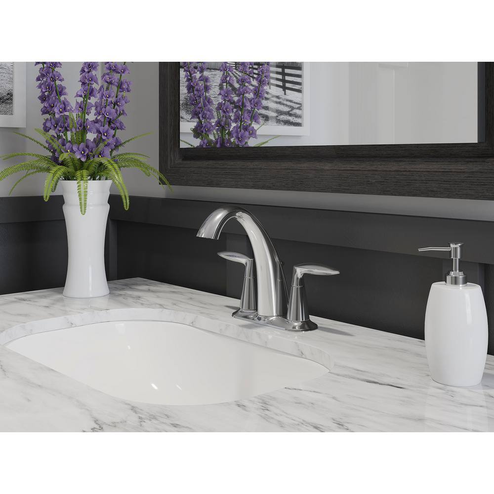 Alteo High Arc 4" Centerset Polished Chrome Double Handle Bathroom Faucet