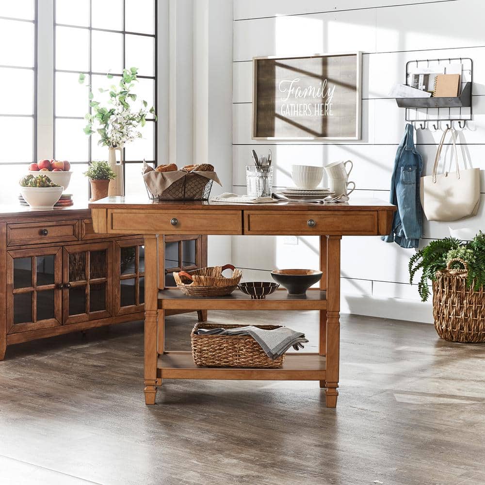 Antique Oak 2-Tone Kitchen Island Buffet