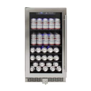 17.7 in. W Single Zone 95 Can Beverage and Wine Cooler in Stainless Steel