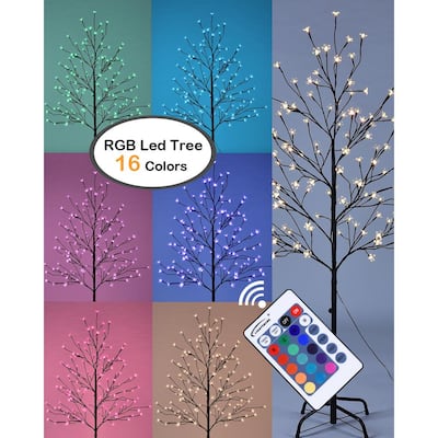 5 ft. Pre-Lit LED Cherry Blossom Tree Artificial Christmas Tree with Multi-Colored Lights RGB Version