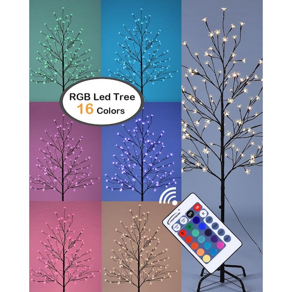 5ft Pre Lit Multi Coloured 150 LED Cherry Blossom Tree Christmas Indoor Outdoor 