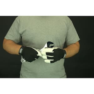 Large Heavy Duty Grain Goatskin Gloves with Spandex Back, Reinforced Palm and Thumb