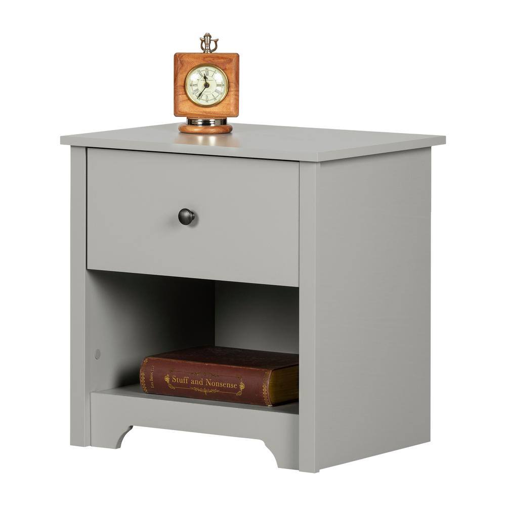 Vito Soft Gray 1-Drawer Nightstand with Open Storage