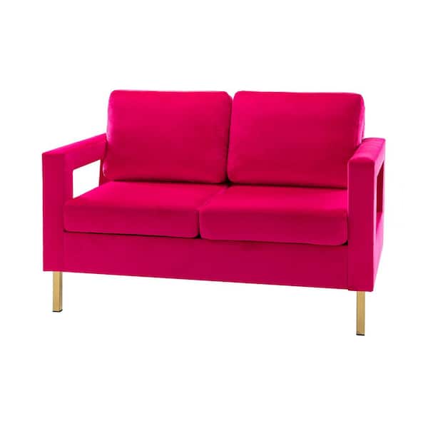JAYDEN CREATION Barmen 50 in. Upholstered Fushia Loveseat with Loose Back