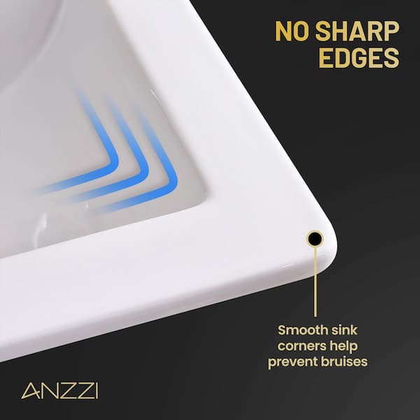 ANZZI Jack Series 21 in. Rectangular Ceramic Drop-In Bathroom Sink