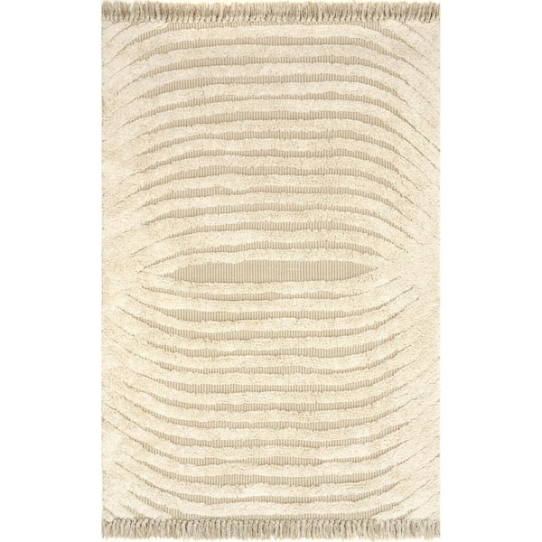 RUGS USA Riley Textured Shag Cream 5 ft. x 8 ft. Area Rug