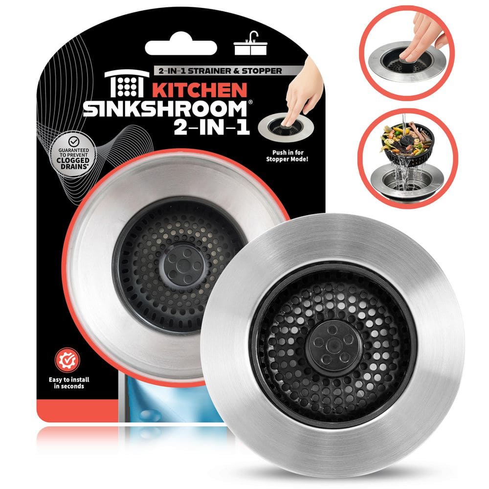 3 in. - 3.4 in. Kitchen Sink Strainer with Pop-up Stopper in Black and Chrome price history on PriceWatchPro