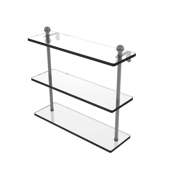 Allied Brass Mambo Collection 16 in. Triple Tiered Glass Shelf in Matte  Gray MA-5/16-GYM The Home Depot
