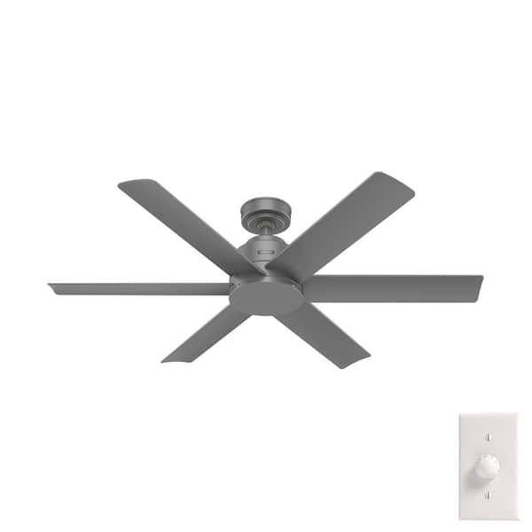 Hunter Kennicott 52 in. Outdoor Matte Silver Ceiling Fan with Wall Control For Patios or Bedrooms