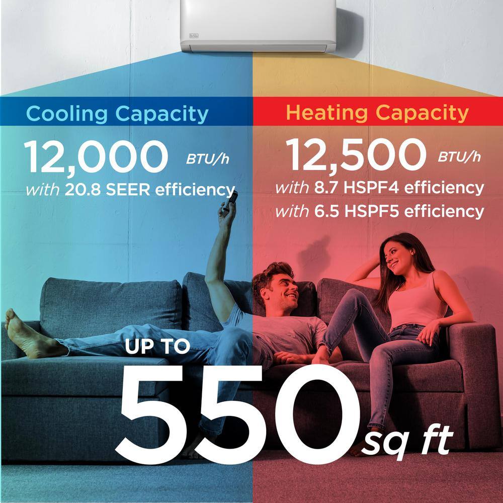 White 12,000 BTU Inverter Mini Split Air Conditioner with Heat Pump