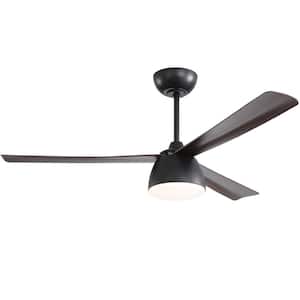 52 in. LED Indoor/Outdoor Black Modern Ceiling Fan with Light and Remote Control