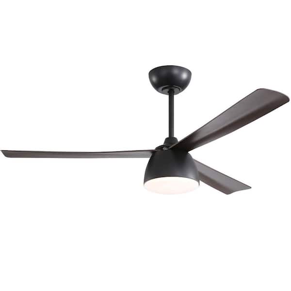 Sofucor 52 in. LED Indoor/Outdoor Black Modern Ceiling Fan with Light and Remote Control