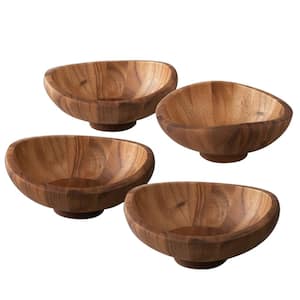 Butterfly 4-Piece Wood Individual Salad Bowl Set