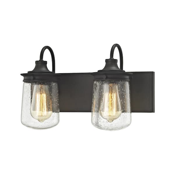 Titan Lighting Hamel 2-Light Oil Rubbed Bronze with Clear Seedy Glass Bath Light