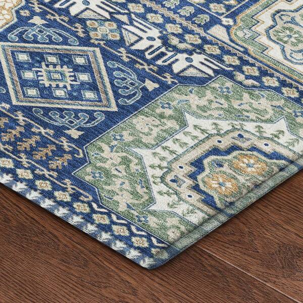 Mayfield Premium Machine Washable Abstract AMF2525 Navy 10 ft. x 14 ft. Area Rug