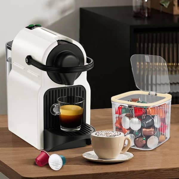 Clear Finish Coffee Pod Organizer Drawer with Lid, Countertop Storage Bin for Kitchen Pantry Cabinet Organization
