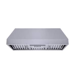 34 in. 500 CFM Ducted Insert/Built-in Range Hood in Stainless Steel with Baffle Filters LED Lights