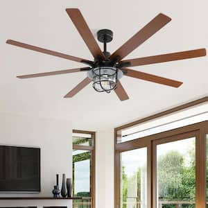 66 in. Indoor Farmhouse Black Dual-Finish Ceiling Fan with 6-Speed DC Motor and Remote Control