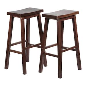 17.01 in. x 13.70 in. x 29.00 in. Walnut Wood Kitchen Counter Stools