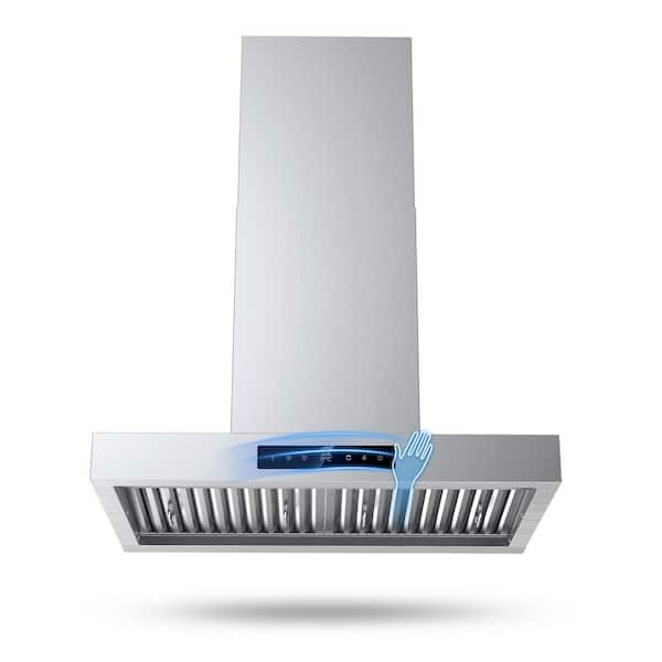 30 in. 900 CFM Ducted Wall Mount Range Hood in Stainless Steel with 4 Speed Fan, Gesture Sensing and Touch Control Panel
