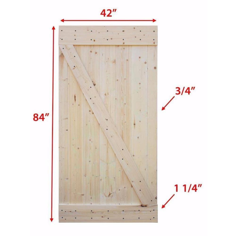 84'' Unfinished Natural Wood Classic Barn Door Slab