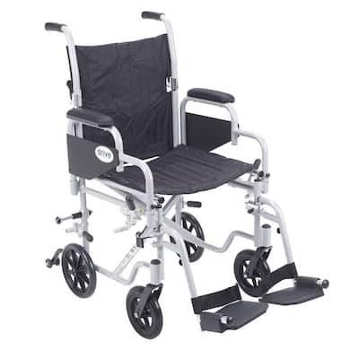 18 in. Poly Fly Transport Wheelchair with Swing Away Footrest