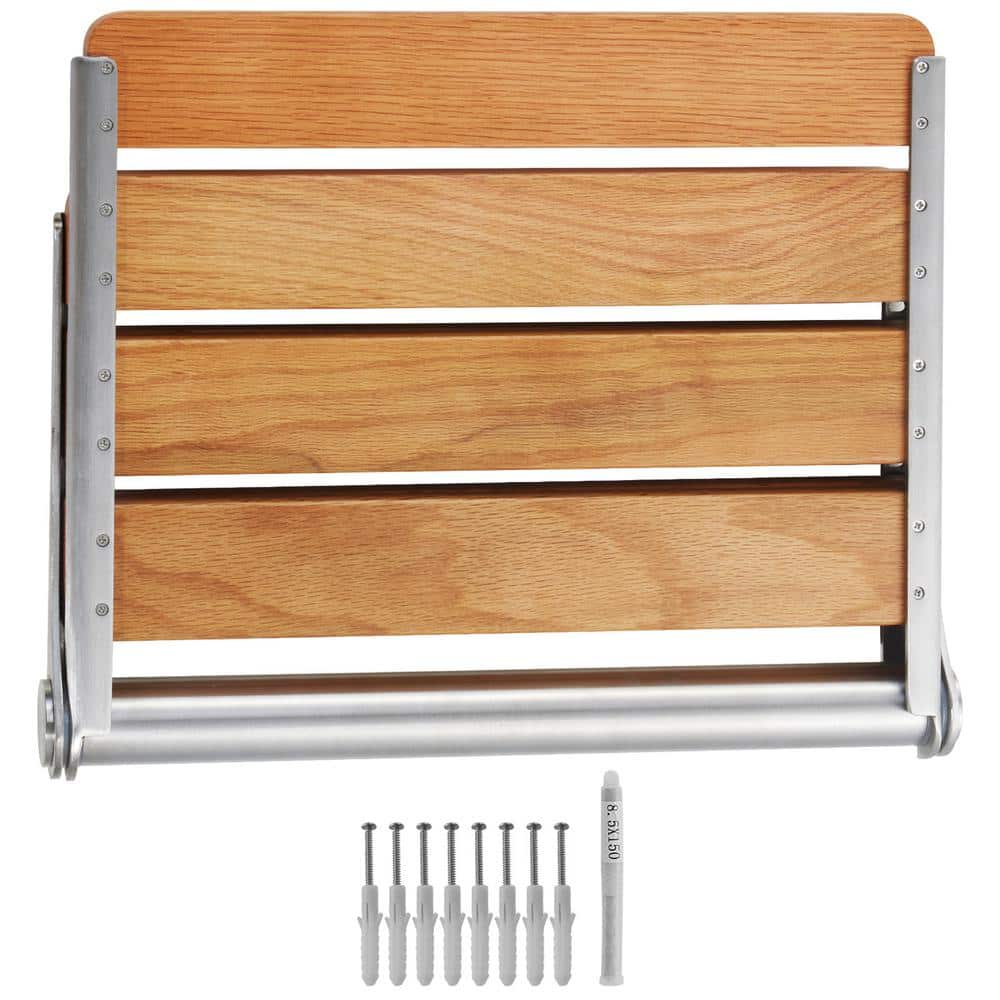 Folding Oak Shower Seat 16.1 in. x 13.4 in. Wall Mounted, 440 lbs. Load Capacity, Fold-Up Shower Bench for Seniors -  SVOPES, Mc0COx05fo5WoaP