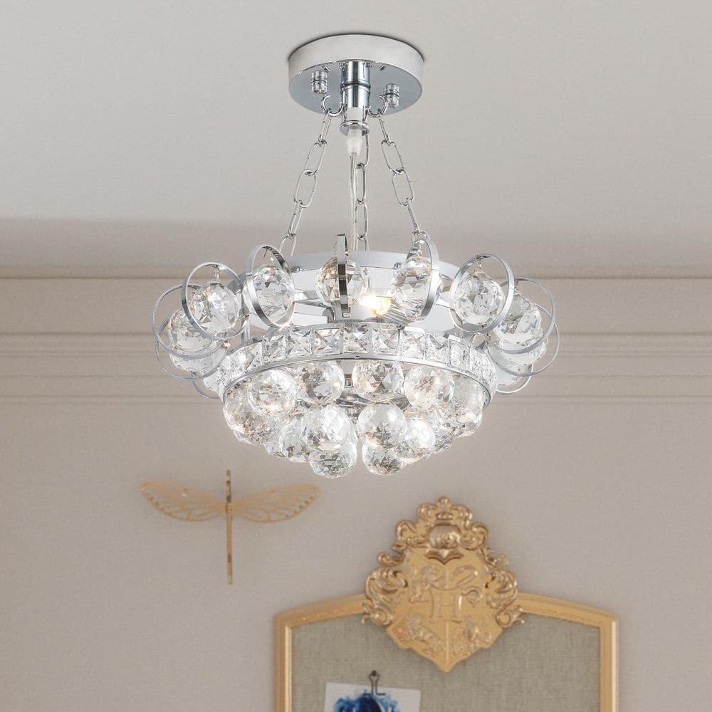 Jackson 40-Watt 3-Light 13.8 in. Chrome Crystal Modern Empire Dimmable Pendant Light Dining Kitchen Foyer Lighting price history on PriceWatchPro