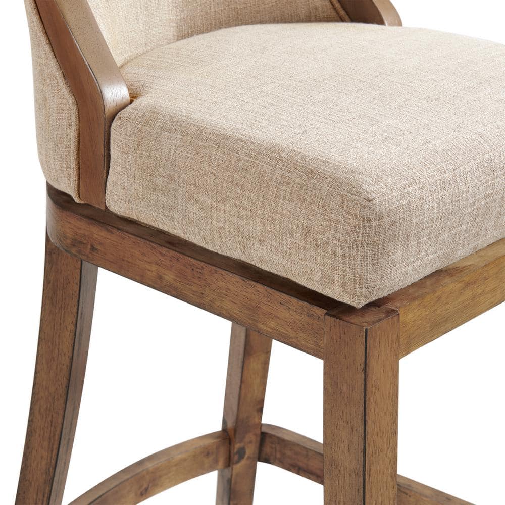 Ellie Brown Wood and Linen Swivel Bar Stool